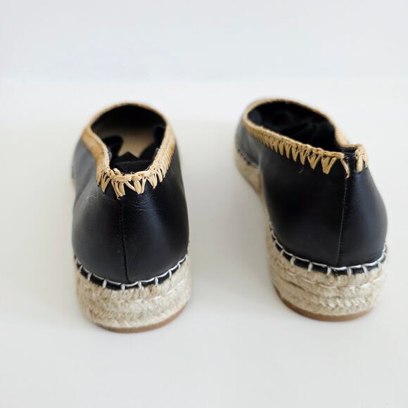 Dolce Vita Morgan Black & Jute Tan Leather Espadrille Wedge Ballet Sandals 9.5 - Picture 6 of 11